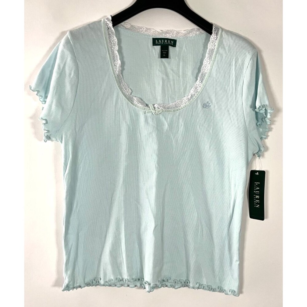 Lauren Ralph Lauren Pajama Top Womens XL Stretch Lace Velvet Y2K Style Casual‎